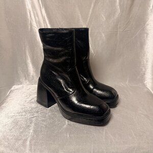 Share Beast Fashion Platform Ankle Boots Women Size 6 Black Chunky Heel Platform